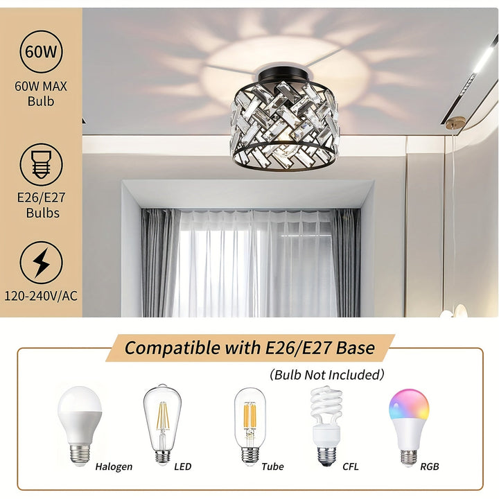 Modern Crystal Semi Flush Mount Ceiling Light | Elegant Decorative Fixture