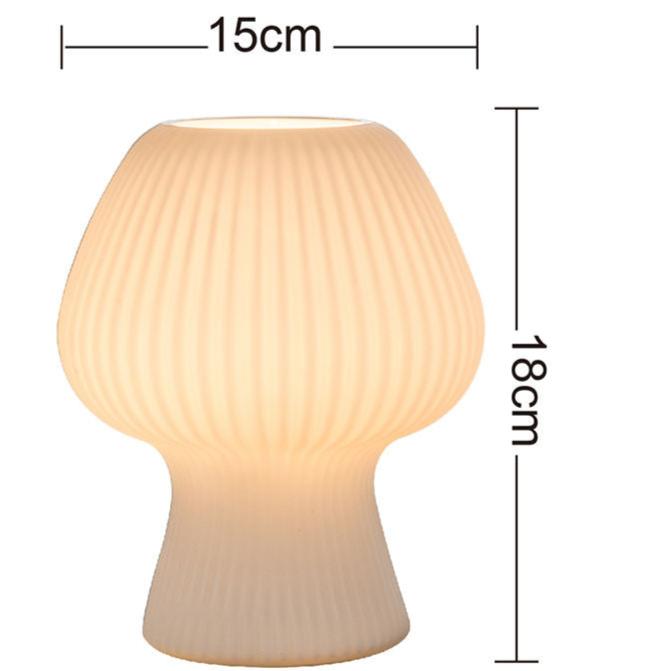 Vintage Bedside Table Lamp | Ribbed Glass Mushroom Lamp