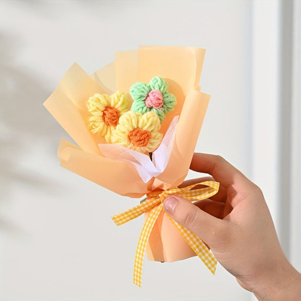 Flower Bouquet Mothers Day Gift Handmade Style Mini Wrapped Decoration
