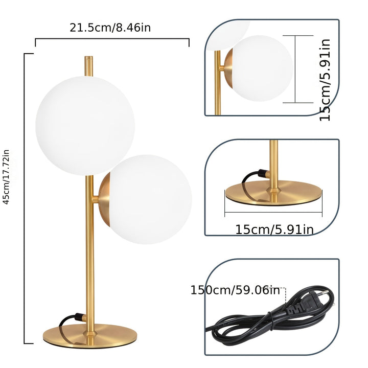 Modern Golden Table Lamp | White Glass Globe Design