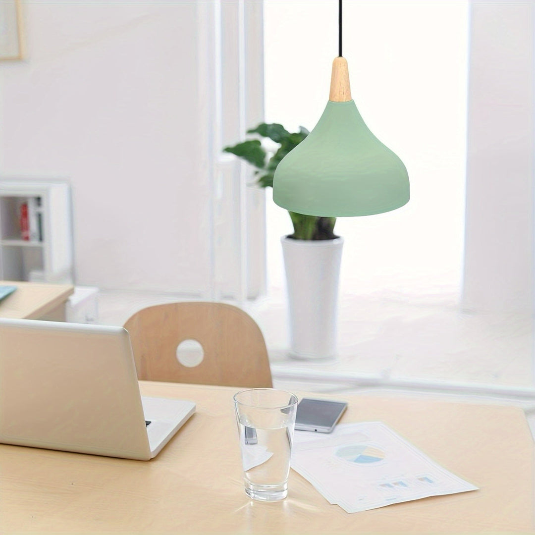 Modern Teardrop Pendant Light | Metal &amp; Wood Hanging Lamp