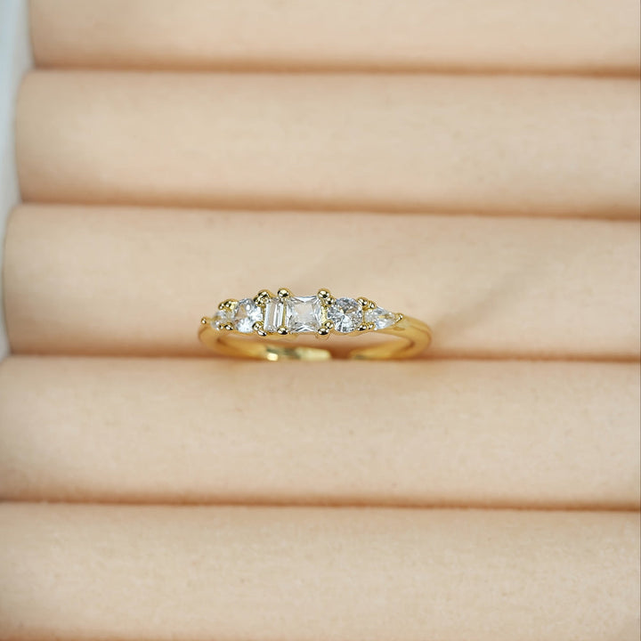 Mothers Day Gold Ring Set Stackable Rhinestone Boho Rings