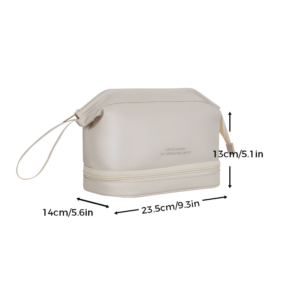Makeup Bag Travel Organizer PU Shell Cosmetic Case Large Capacity