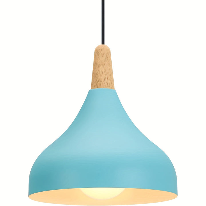 Modern Teardrop Pendant Light | Metal &amp; Wood Hanging Lamp