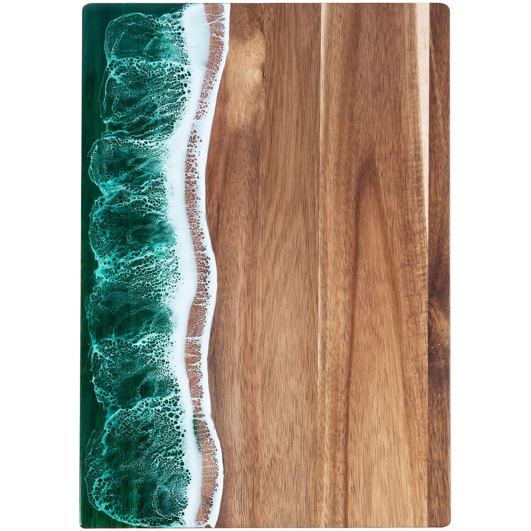 Wave Resin Cutting Board | Ocean-Inspired Acacia Wood Cheese &amp; Serving Board