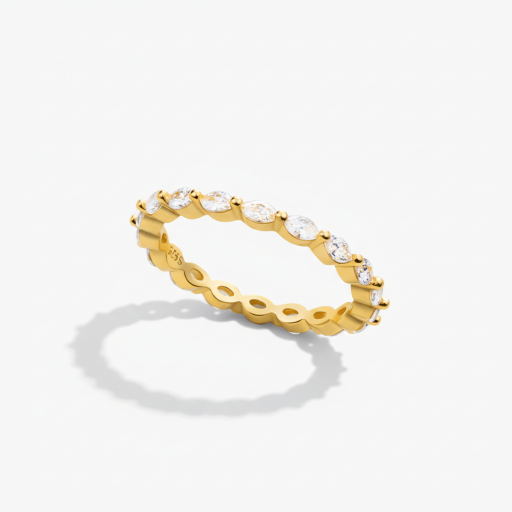 Stacking Ring Geometric Pavé Sterling Silver Adjustable Band