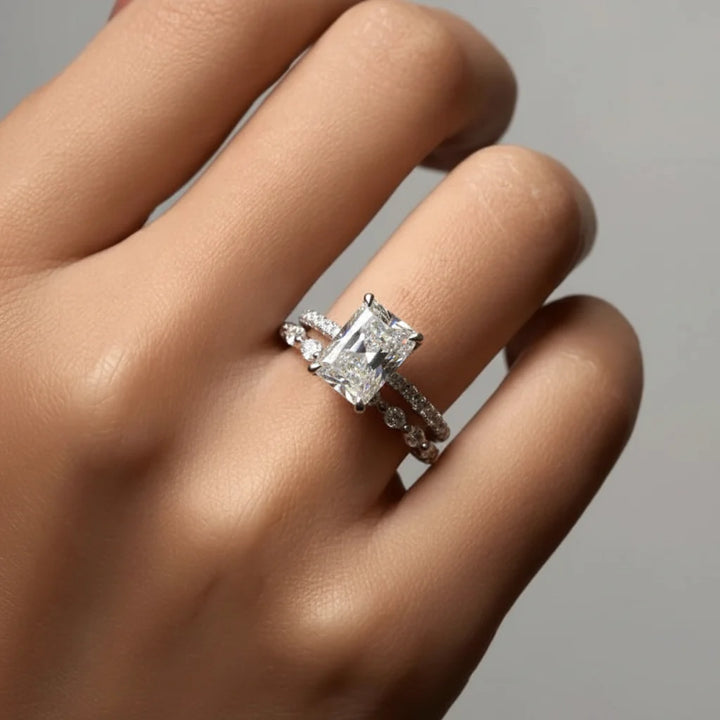 Stacking Ring Geometric Pavé Sterling Silver Adjustable Band
