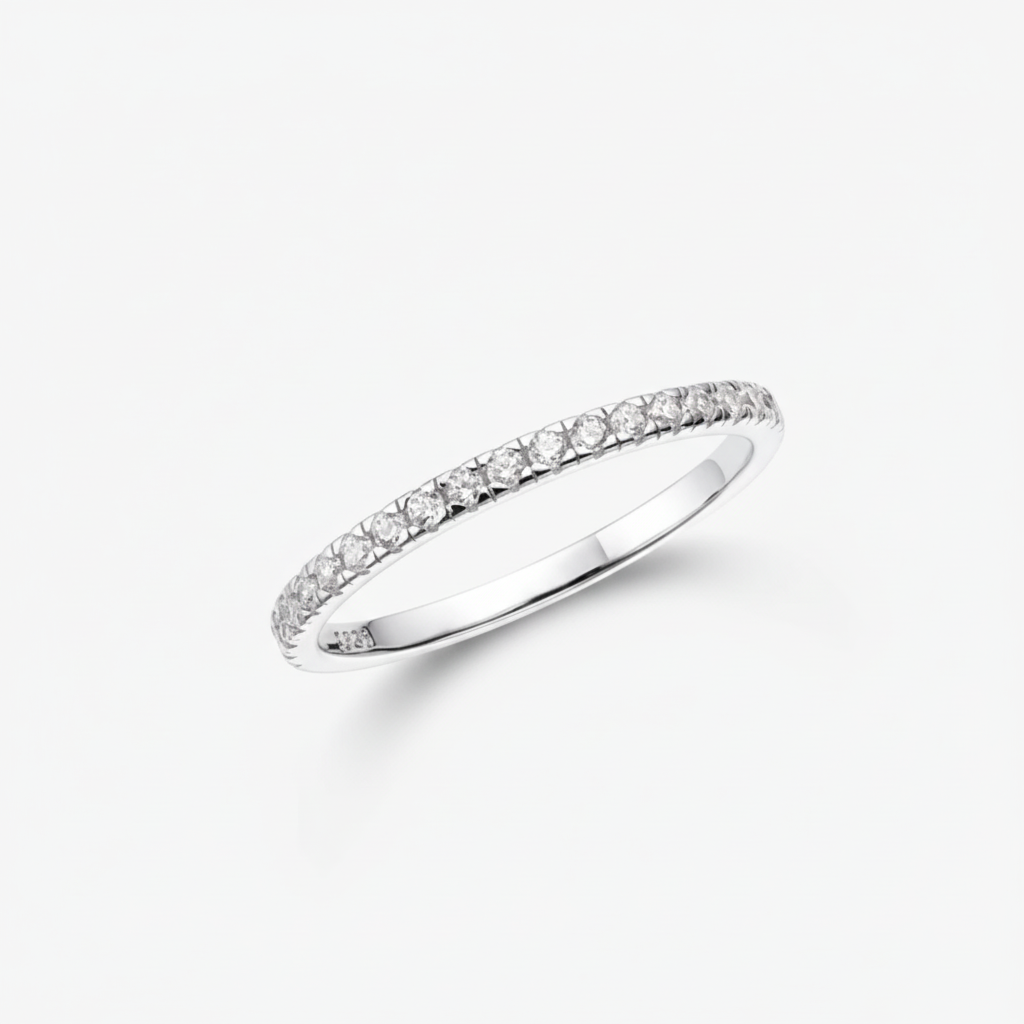 Stacking Ring Geometric Silver Band Cubic Zirconia
