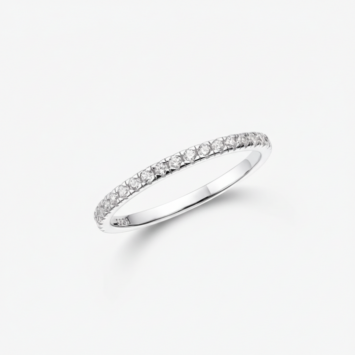 Stacking Ring Geometric Silver Band Cubic Zirconia