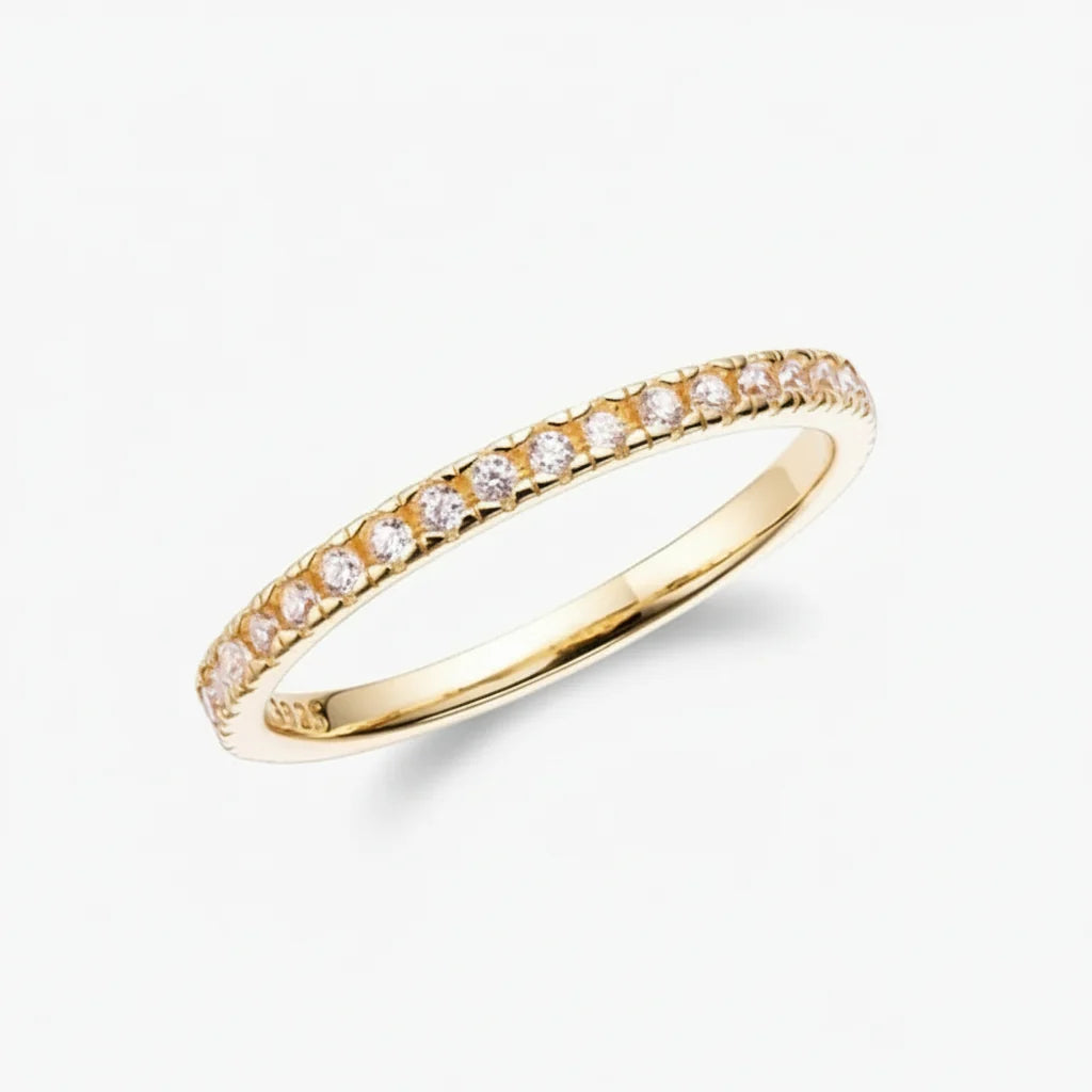Stacking Ring Geometric Silver Band Cubic Zirconia