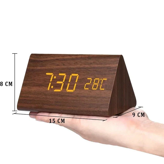 LED Smart Alarm Clock | Modern Voice-Controlled Wooden Design