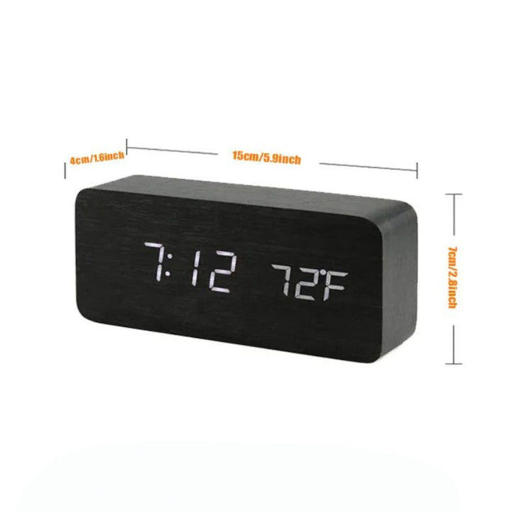 Alarm Clock Digital LED Wood Desk Clock