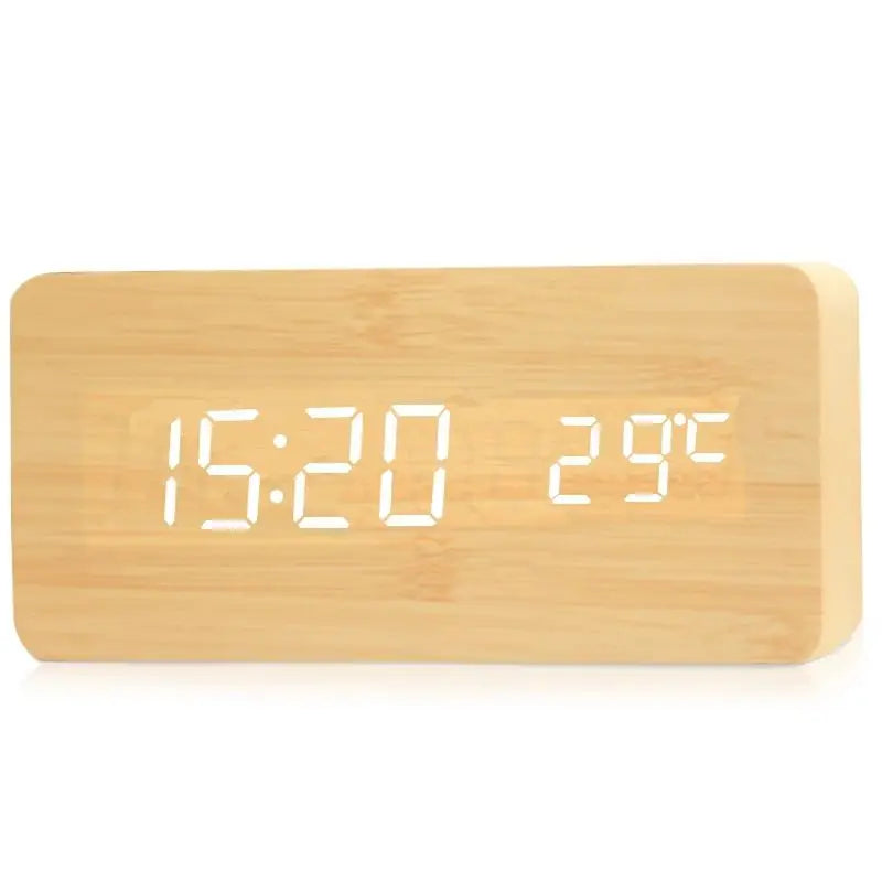 Alarm Clock Digital LED Wood Desk Clock