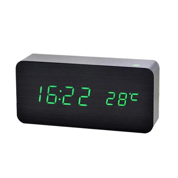 Alarm Clock Digital LED Wood Desk Clock