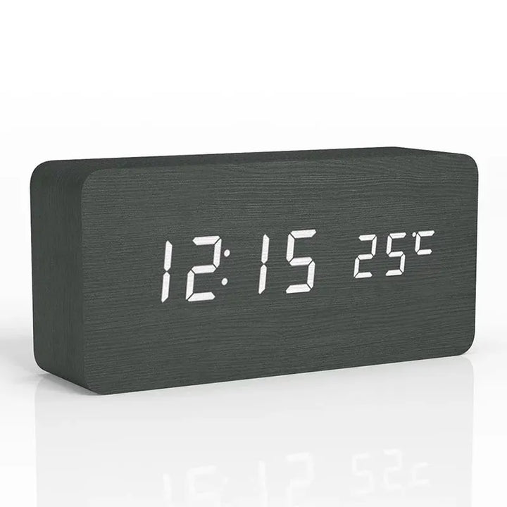 Alarm Clock Digital LED Wood Desk Clock