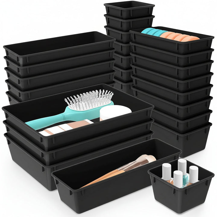 Drawer Organizer Plastic Storage Trays Set Kitchen Office Bathroom