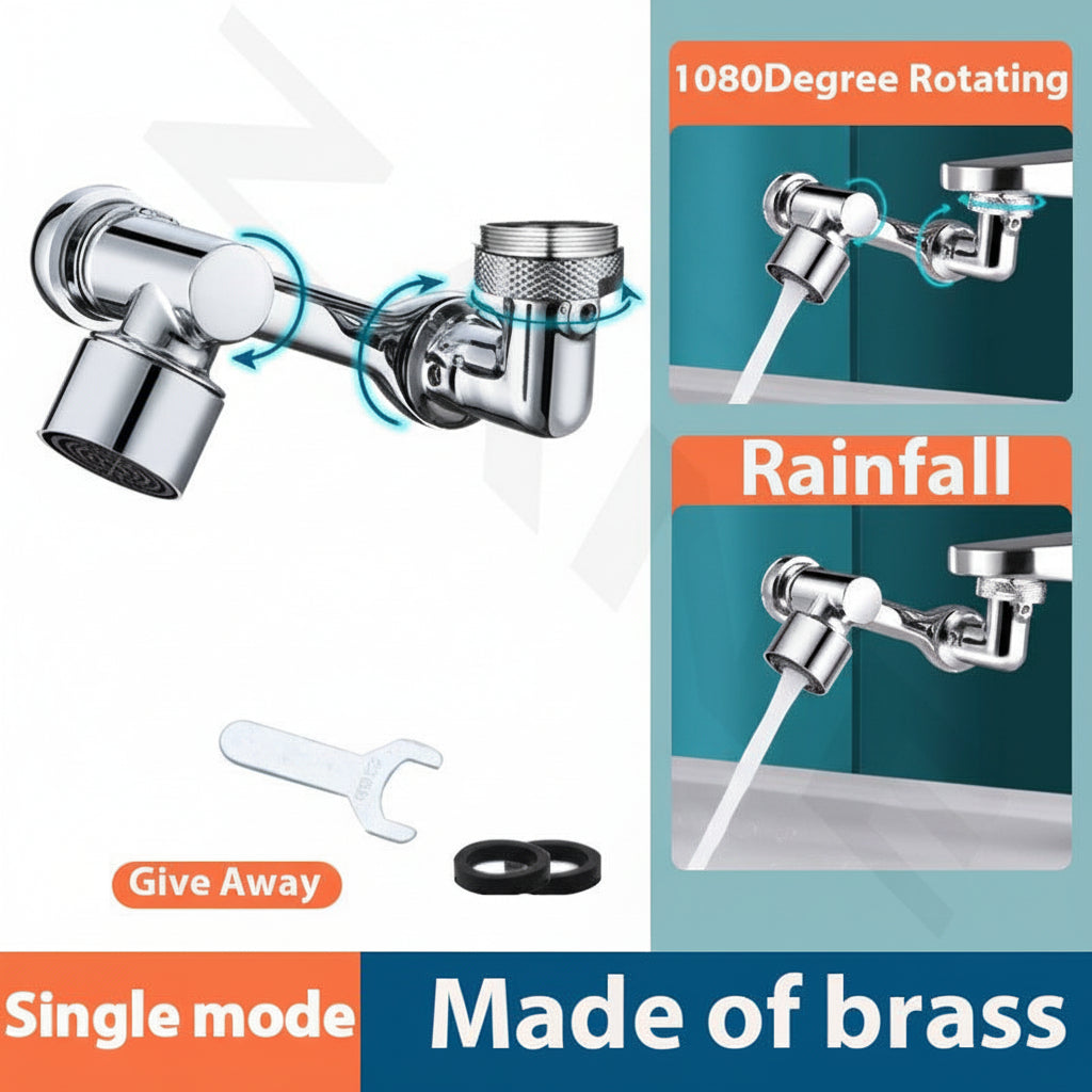 Faucet Extender Rotating Splash Filter Copper Aerator Attachment