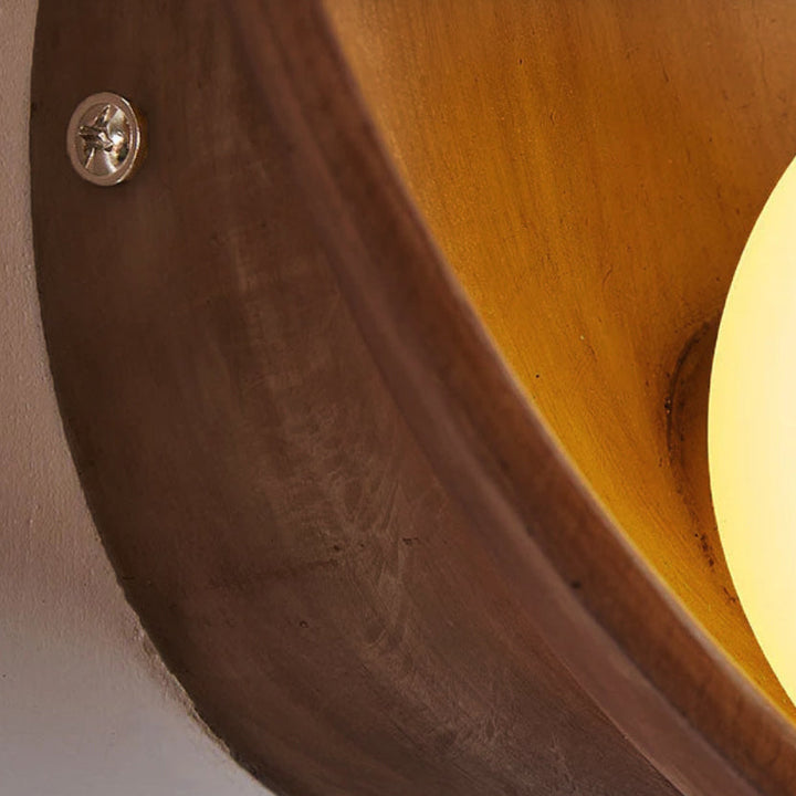 Modern Minimalist Round Wall Sconce | Resin &amp; Iron Accent Light