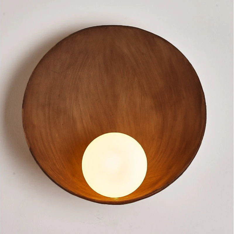 Modern Minimalist Round Wall Sconce | Resin &amp; Iron Accent Light