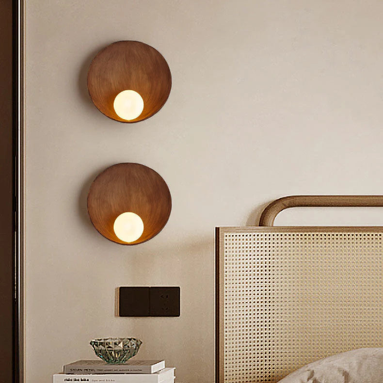 Modern Minimalist Round Wall Sconce | Resin &amp; Iron Accent Light