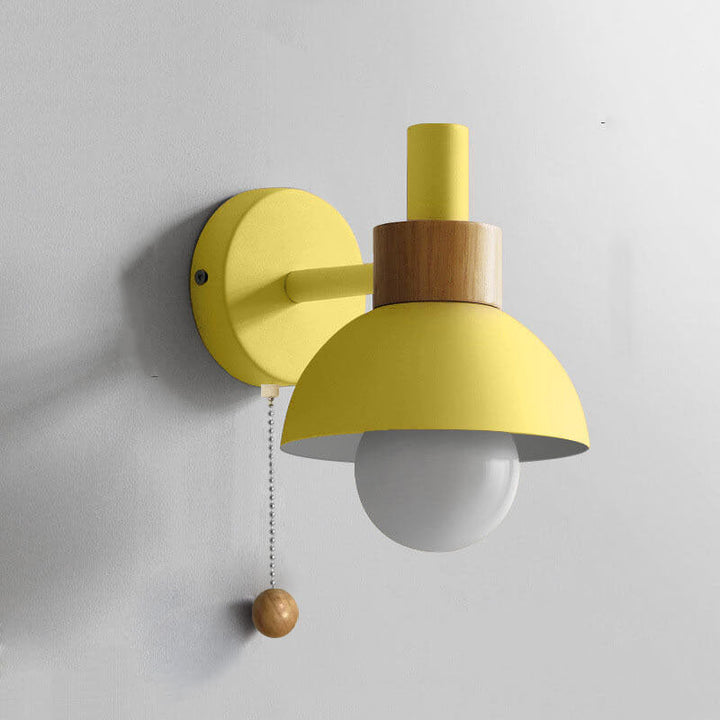 Nordic Wood Accent Wall Lamp | Minimalist Pull-Switch Light
