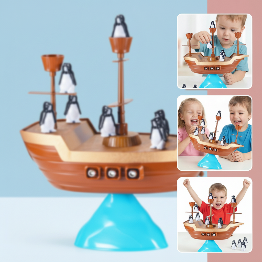 Balancing Game Kids Pirate Ship Penguin Stacking Board Game