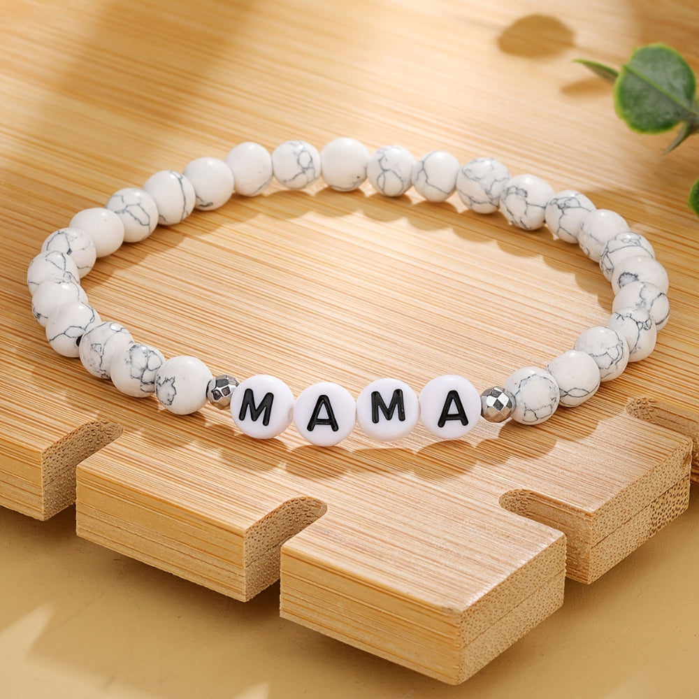 Beaded Bracelet Mothers Day Gift Name Letter Stretch Jewellery