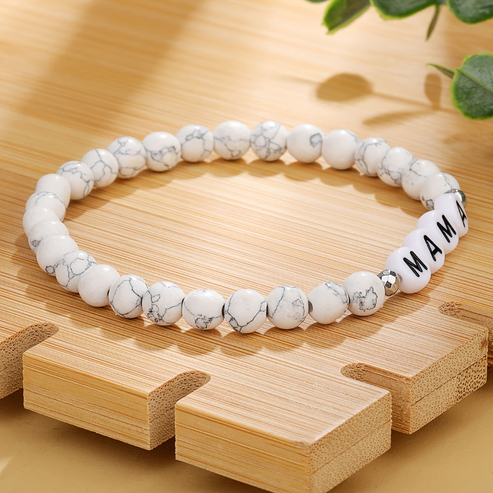 Beaded Bracelet Mothers Day Gift Name Letter Stretch Jewellery