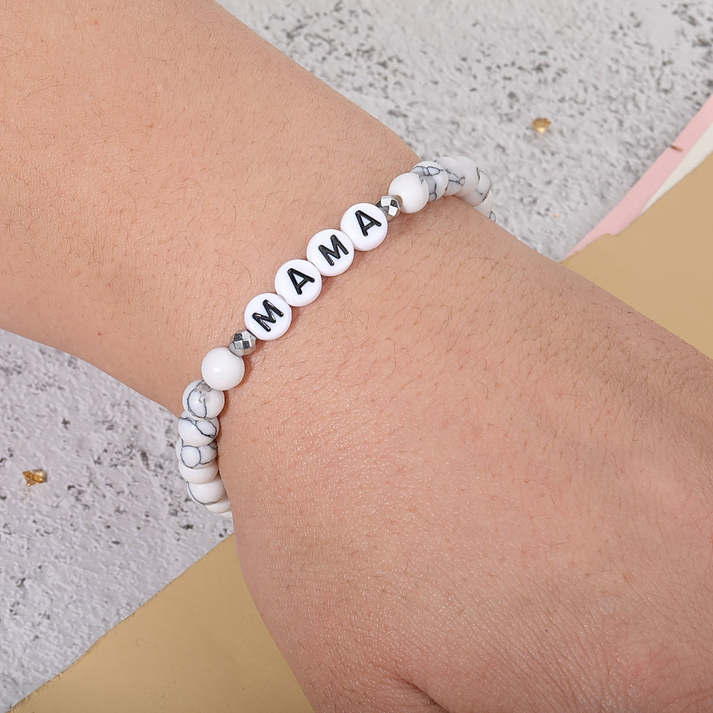 Beaded Bracelet Mothers Day Gift Name Letter Stretch Jewellery