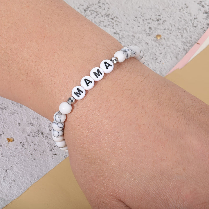 Beaded Bracelet Mothers Day Gift Name Letter Stretch Jewellery