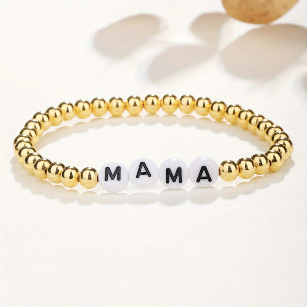 Beaded Bracelet Mothers Day Gift Name Letter Stretch Jewellery