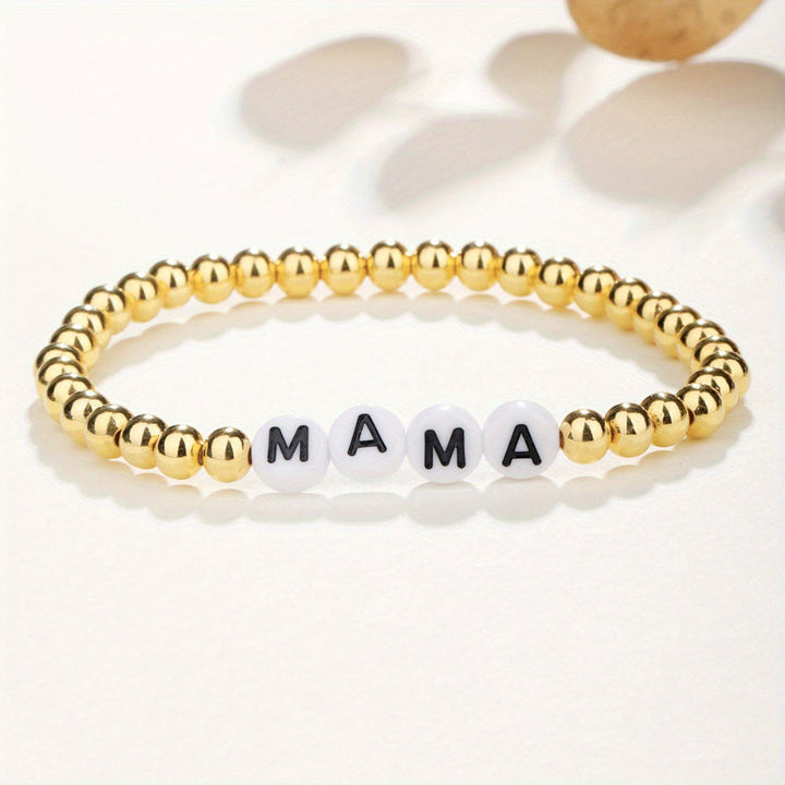 Beaded Bracelet Mothers Day Gift Name Letter Stretch Jewellery
