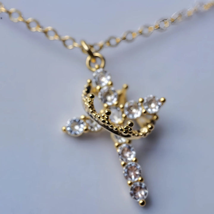 Necklace Cross Pendant Crown Mothers Day Faith Jewellery Gift
