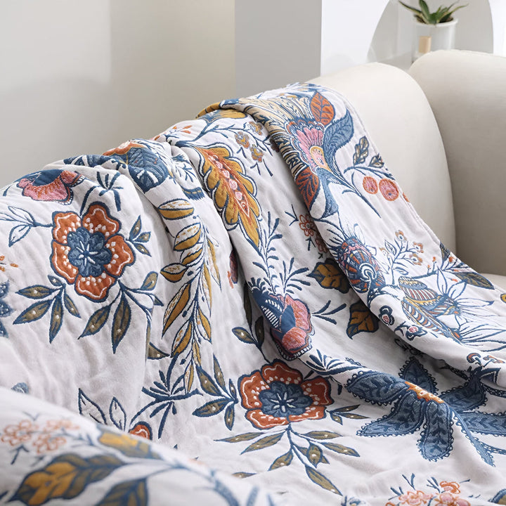 Blanket Throw Floral Reversible Tassel Design