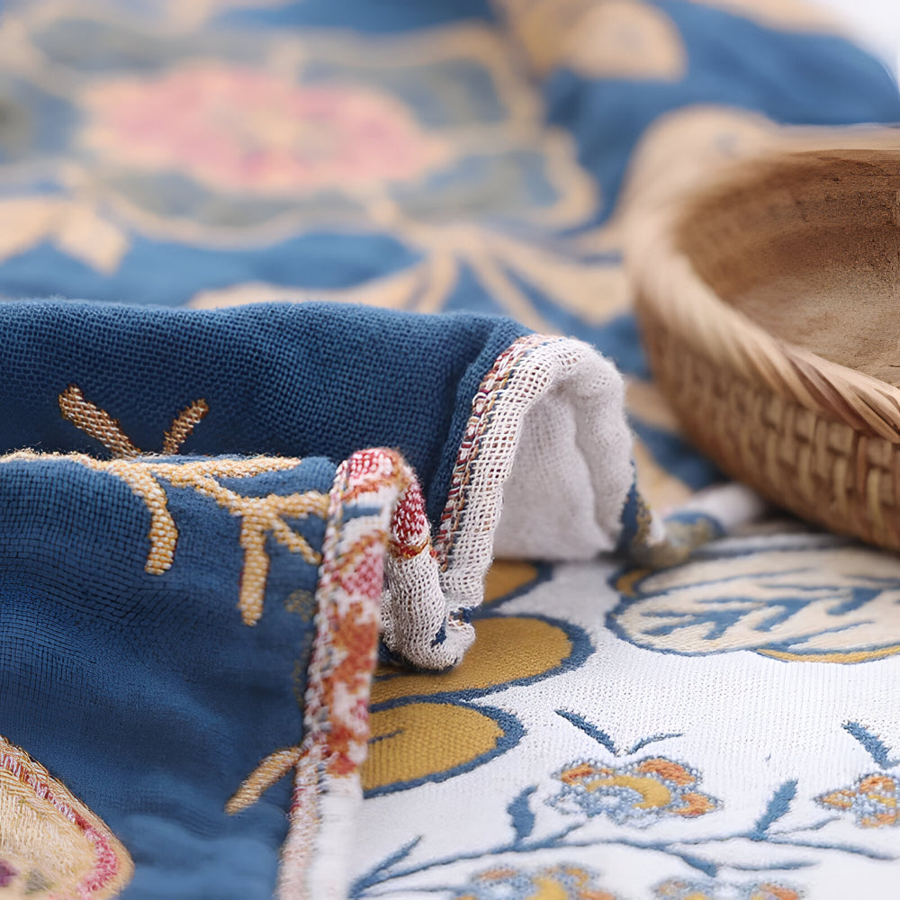 Blanket Throw Floral Reversible Tassel Design