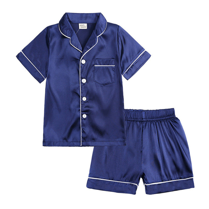 Kids Pajama Set Button Top Trousers Sleepwear