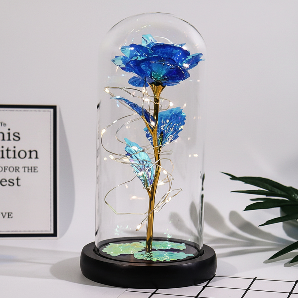 Mothers Day Rose Figure Display Glass Dome Gift Decoration