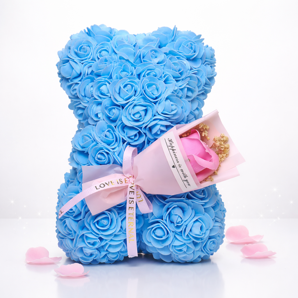 Table Decor Rose Bear Artificial Flower Gift Valentine Display