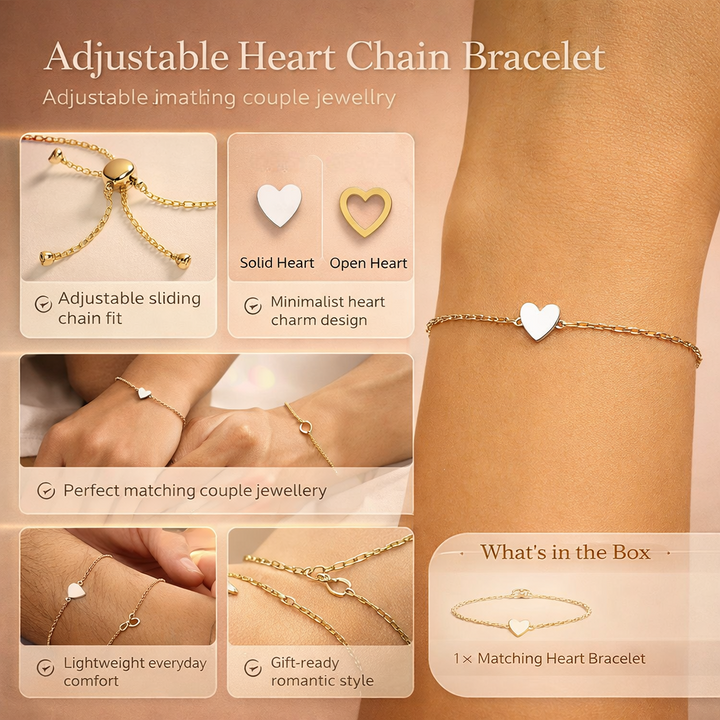 Bracelet Adjustable Heart Chain Matching Couple Jewellery