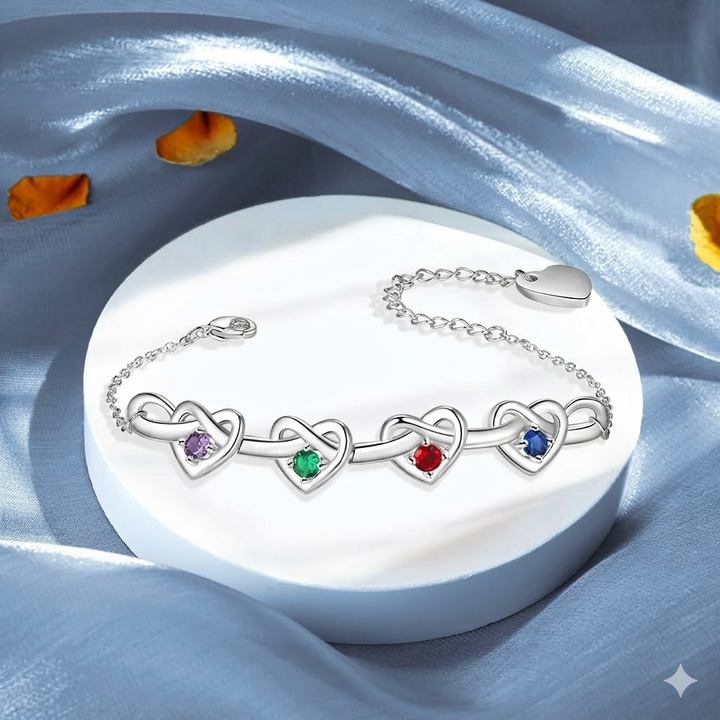Bracelet Mothers Day Birthstone Heart Adjustable Chain Gift