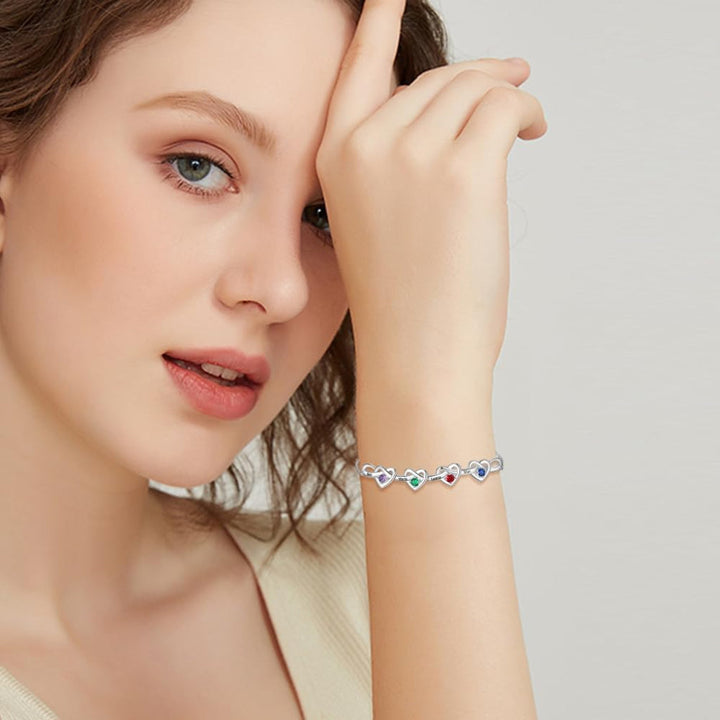 Bracelet Mothers Day Birthstone Heart Adjustable Chain Gift
