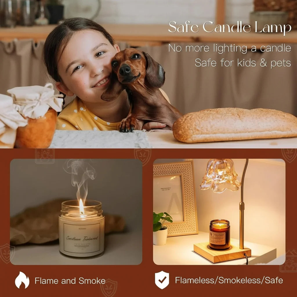 Candle Warmer Lamp Flower Glass Gold Electric Wax Melt Heater