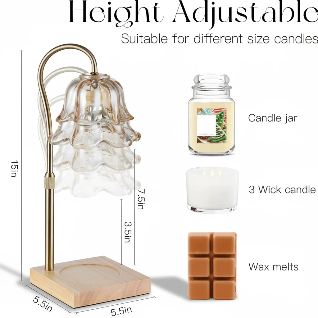 Candle Warmer Lamp Flower Glass Gold Electric Wax Melt Heater