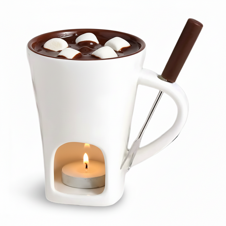 Fondue Set Ceramic Candle Heated Chocolate Cheese Dessert Pot