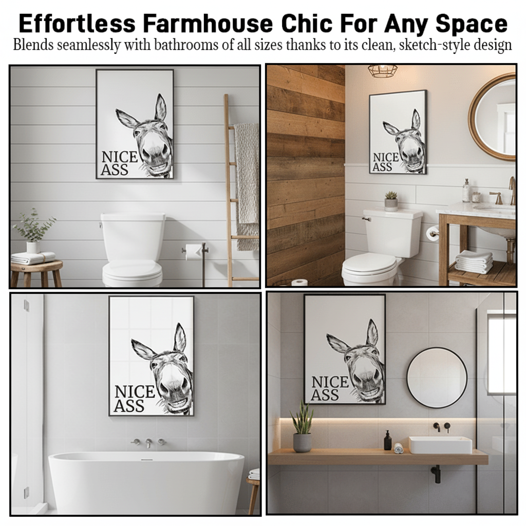 Wall Art Funny Bathroom Canvas Rustic Farmhouse Humor Print