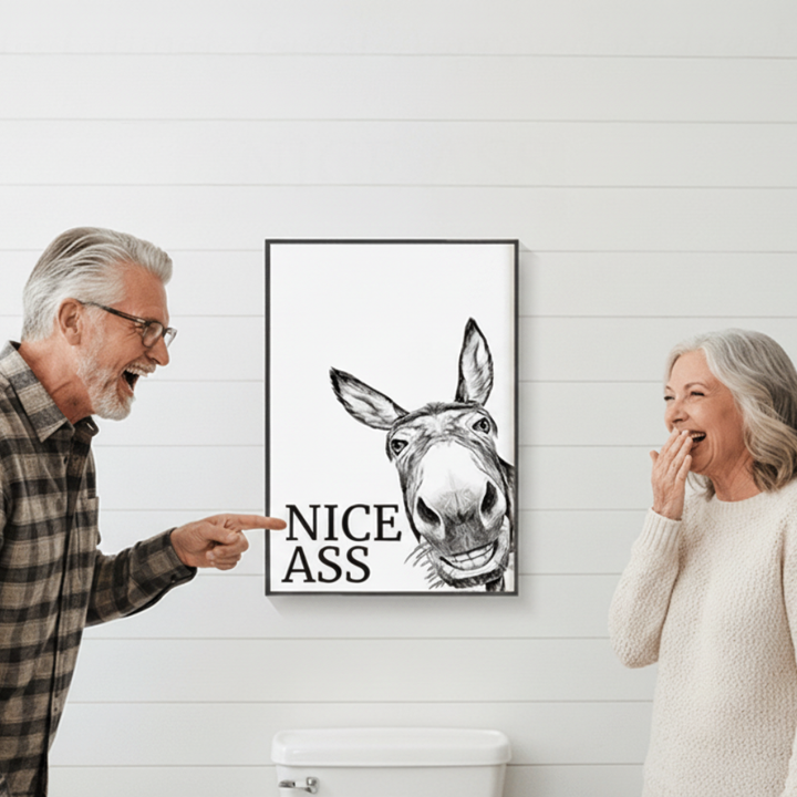 Wall Art Funny Bathroom Canvas Rustic Farmhouse Humor Print