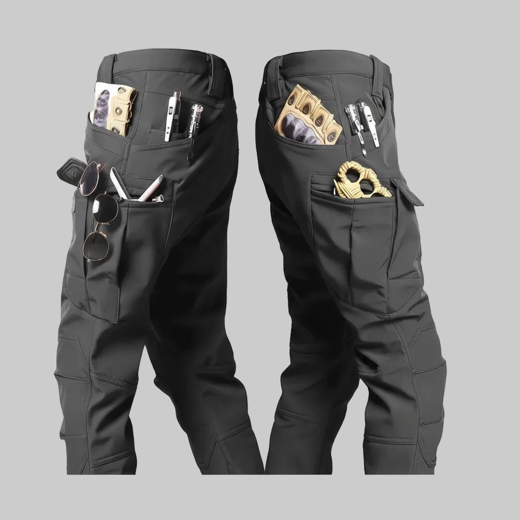 Tactical Trousers Fleece Lined Cargo Pocket Casual Outdoor Trousers