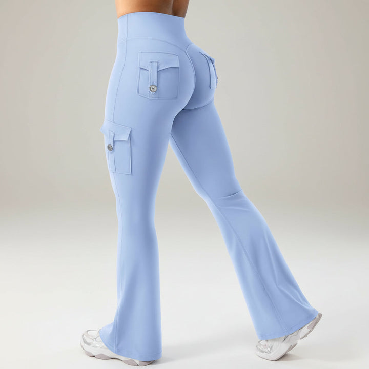 Cargo Trousers High Waist Flare Pocket Wide Leg Womens Trousers