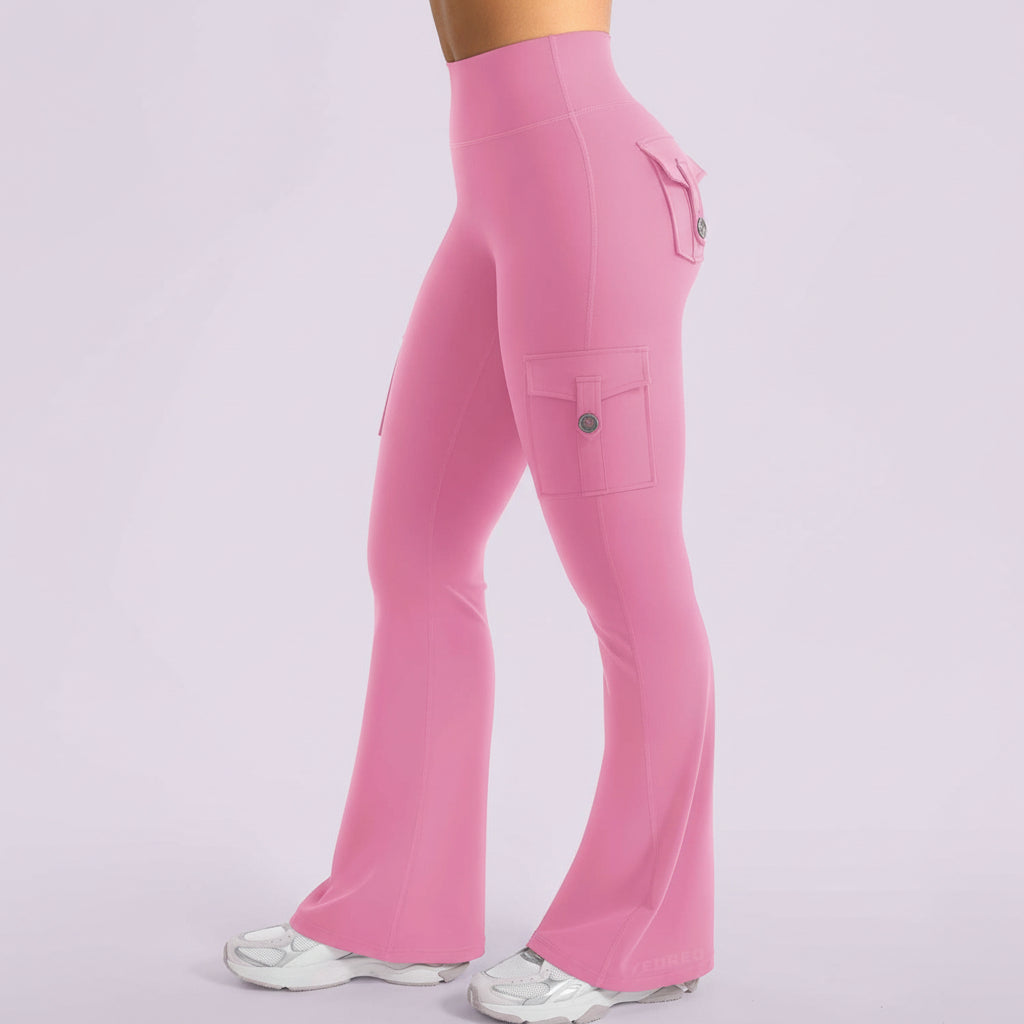 Cargo Trousers High Waist Flare Pocket Wide Leg Womens Trousers