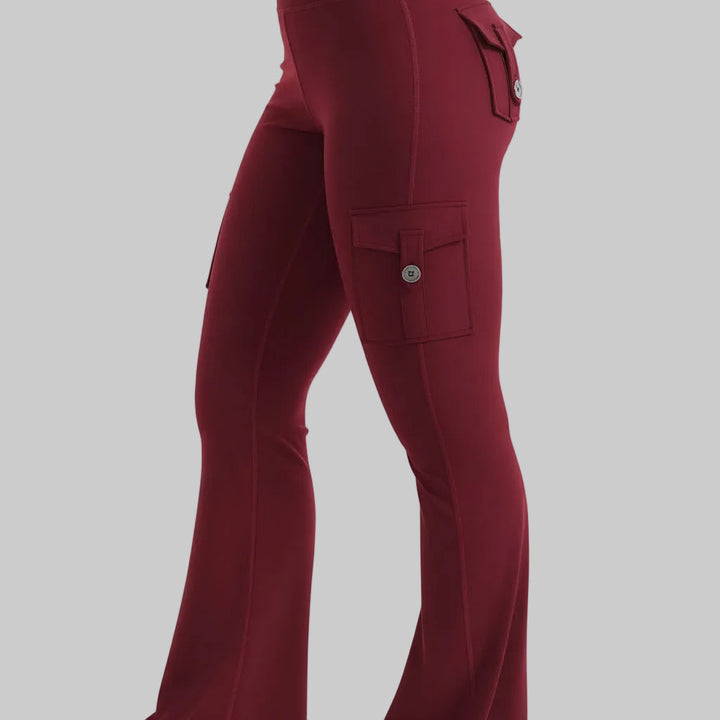 Cargo Trousers High Waist Flare Pocket Wide Leg Womens Trousers